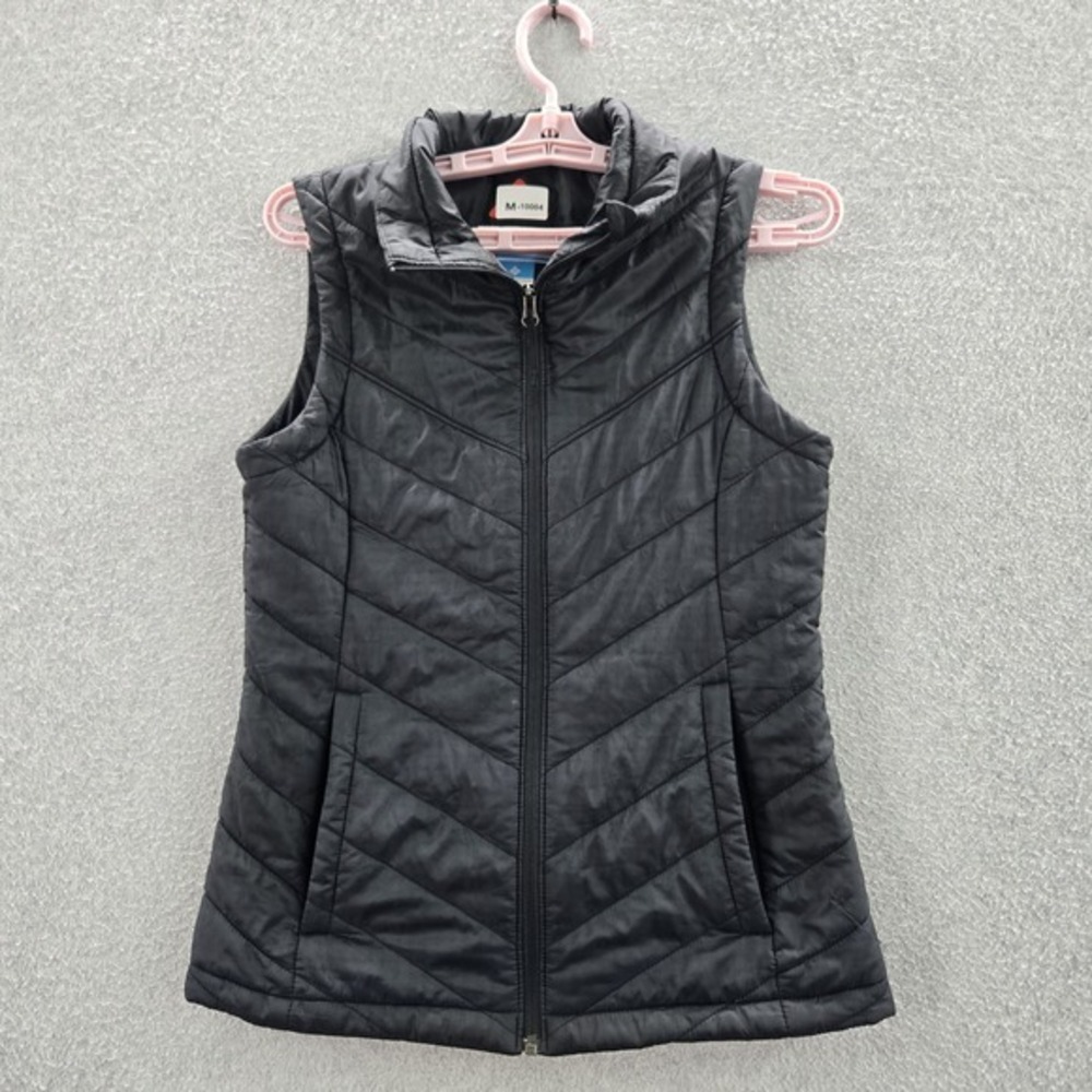 Columbia Women Vest XS Black‎ Ripstop Omni-Heat Activewear Logo Quilted